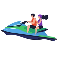 Summer Theme Jet Ski Ride Transparent Sticker